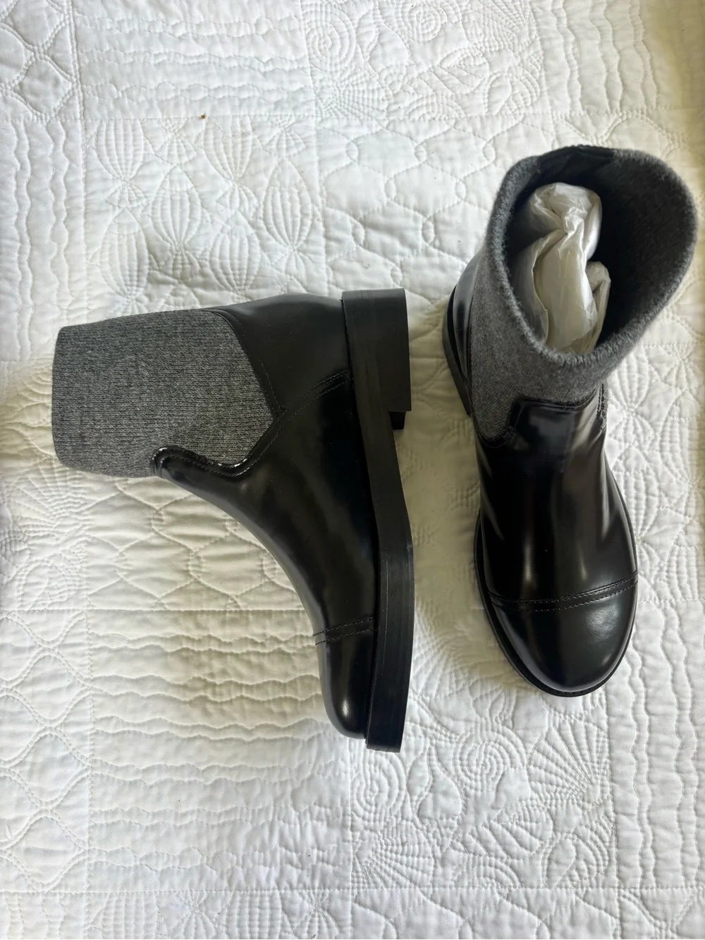 J. Crew Black Spazzo Ribbed-knit Cuff Boot Size 8.5